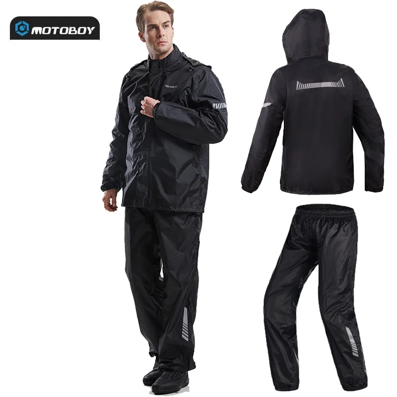 

MOTOBOY водонепроницаемый мотоциклетный плащ, брючный костюм, мужской мотоциклетный плащ, ночной светоотражающий байкерский дождевик, компактный размер