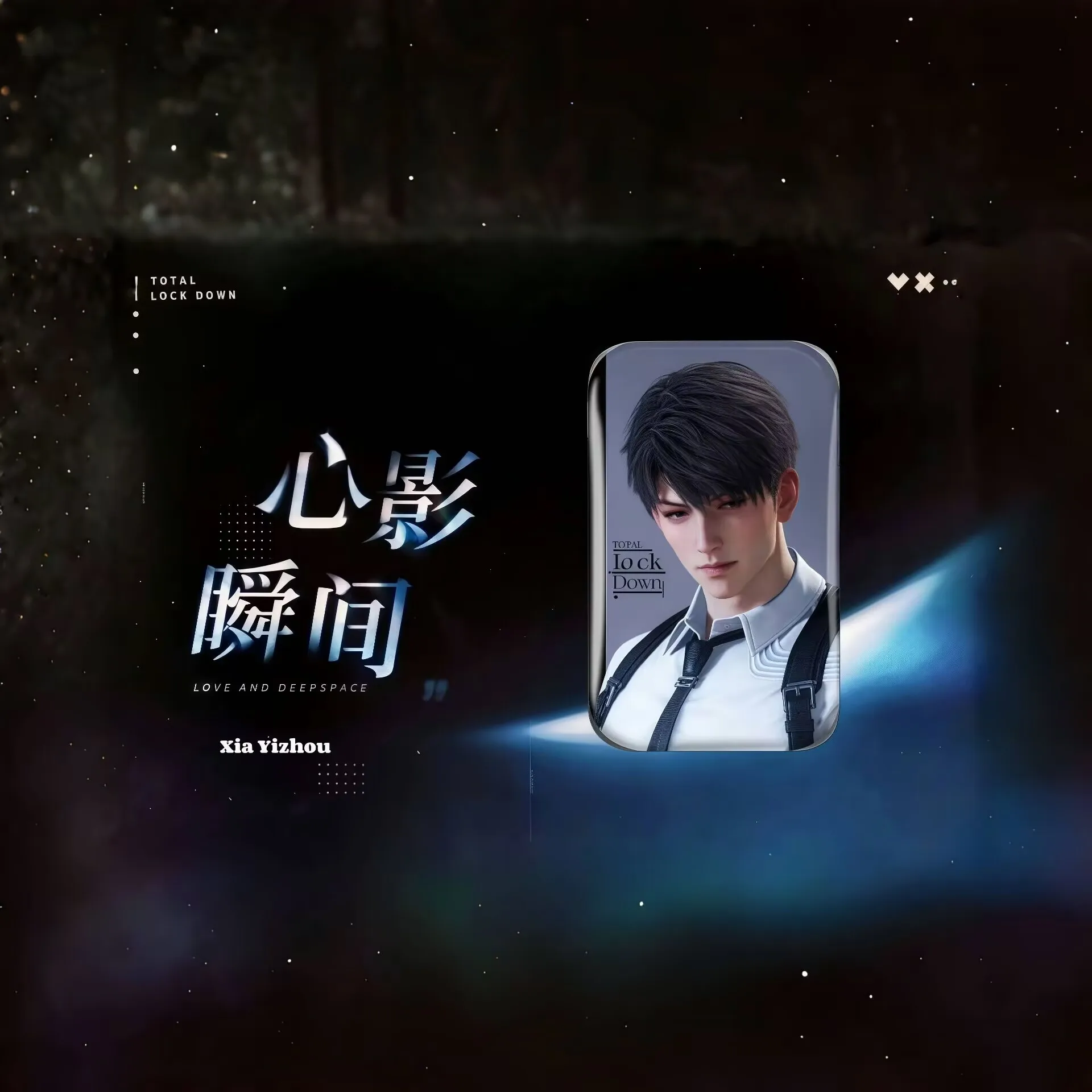 "Love and Deep Space" 주변기기 'Summer Day' 자체 제작 하트 섀도우 인스턴트 스퀘어 바 배지 백팩 펜던트 선물