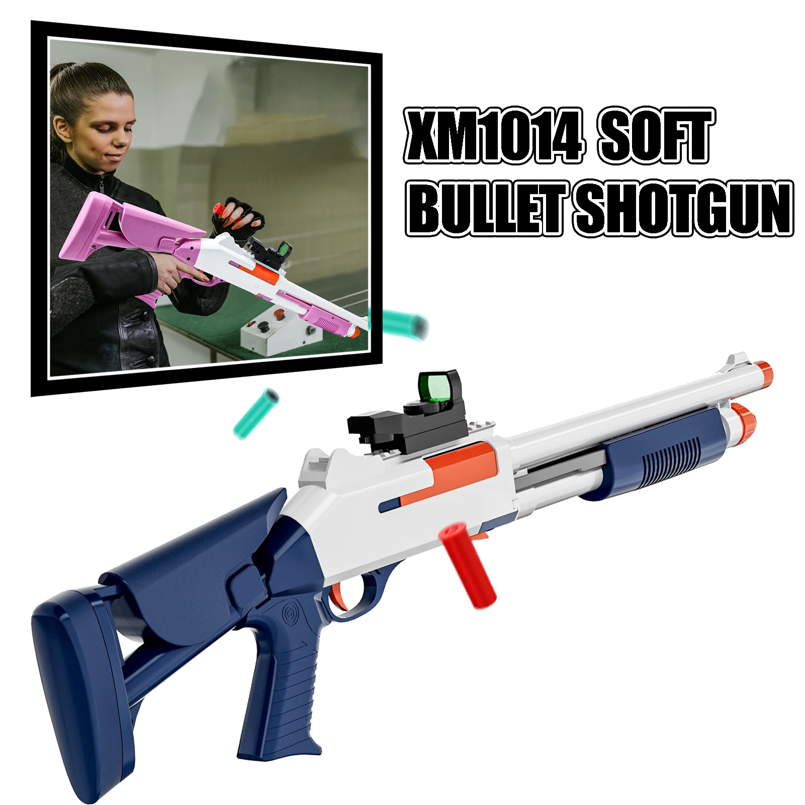 XM1014 Soft Bullet Shotgun Toy Shotgun Shooting Toy Models with Empty Shell Ejecting Design for Boys & Children Christmas Gifts