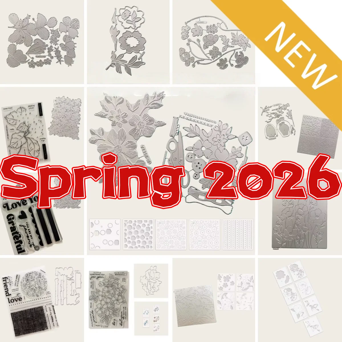 

Spring 2026 Hydrangea Strawberry Roses Metal Cutting Dies Clear Stamps Stencil Hot Foil For DIY Scrapbook Decoration Embossing