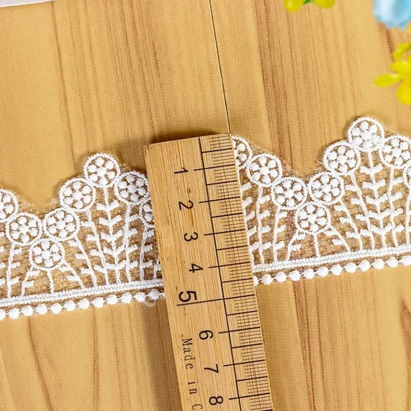 Cotton Embroidered Lace Trims, DIY Accessories, White, Beige, Floret Design, Lace to Sew Garment, Scrapbooking, 5yrd per Lot