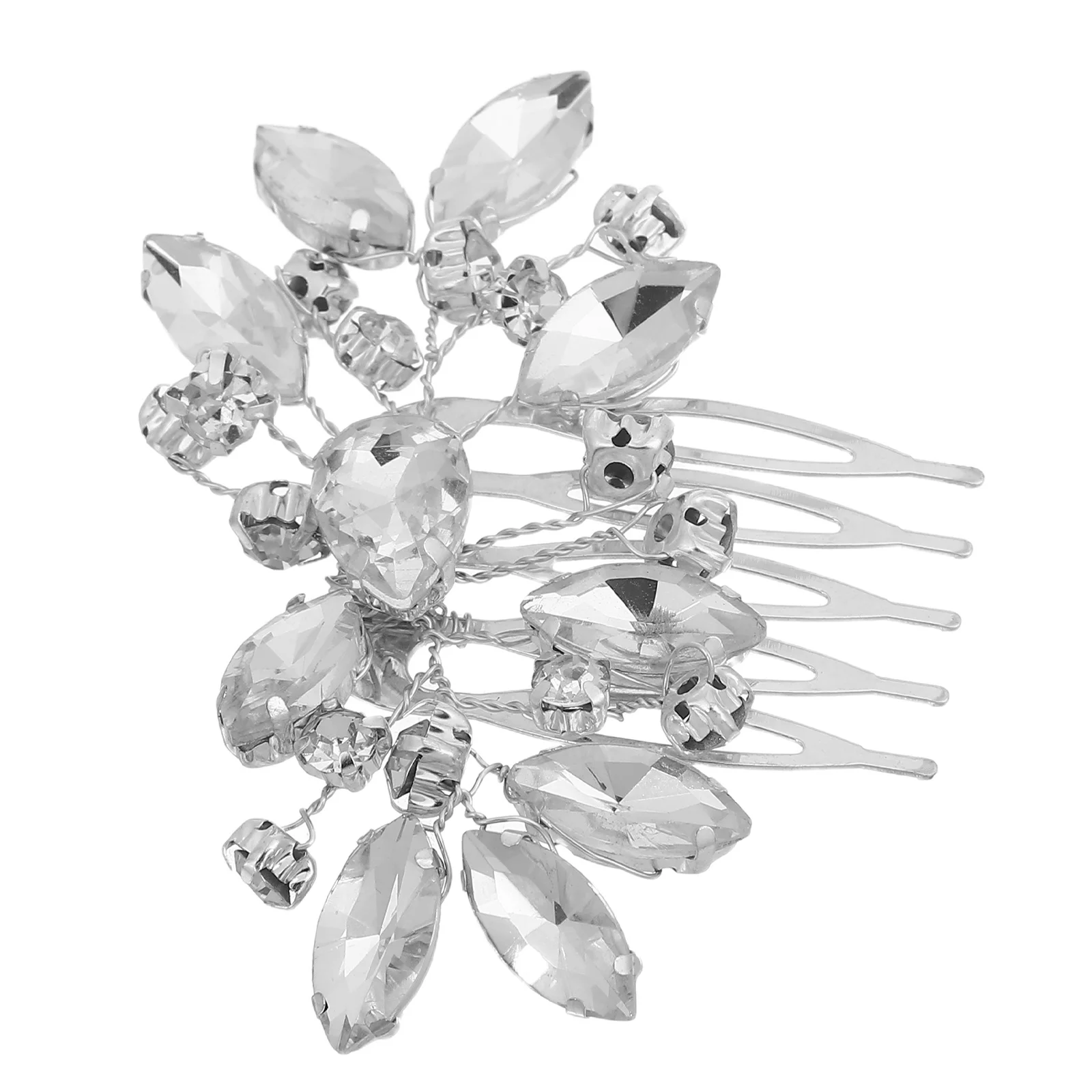 

2Pcs Handmade Bridal Hair Comb Silver Rhinestone Wedding Headpiece Decorative Side Combs Wedding Hair Accessories for Brides