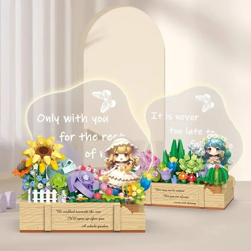 Leave a message Secret Garden Building Blocks Toy Puzzle Assembling Night Light Children's Birthday Gift Kawaii Desktop Ornament