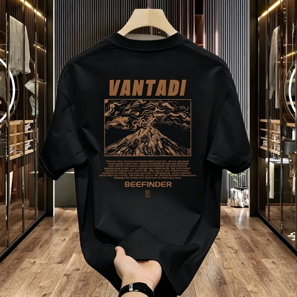 2026 New Vintage Volcano Eruption Line Art Graphic Tee,  BEEFINDER Footer, Nature Explorer Theme Casual Loose Unisex Tops