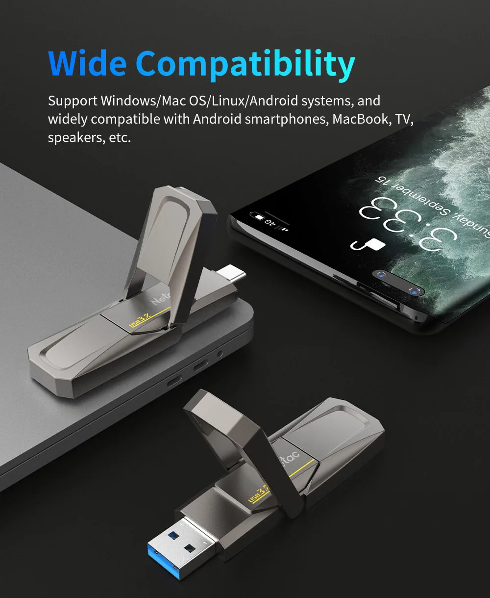 Netac USB 3.2 Solid State Pen Drive 128 GB 256 GB 512 GB 1 TB 520 MB/s Typ C USB-Flash-Laufwerk Kostenloser Versand Artikel US5 für Laptop-Telefon – Detail 11