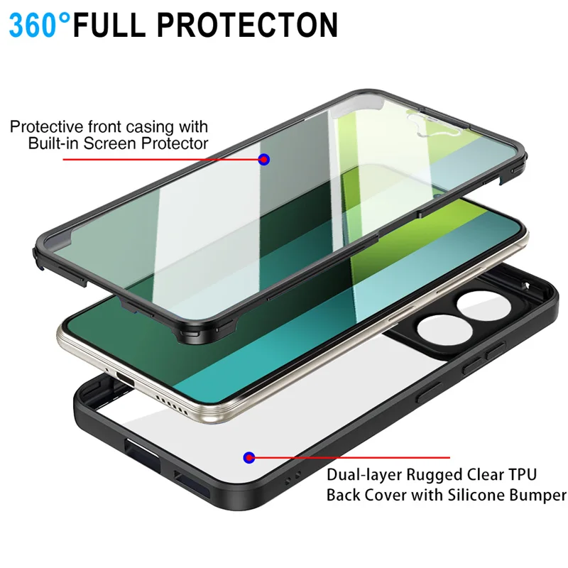 For Xiaomi Poco X6 5G Case 360 Full Screen PC Protector Cover For Poxo Poko Little Pocco X6 X 6 6X Pocox6 Shockproof Clear Funda