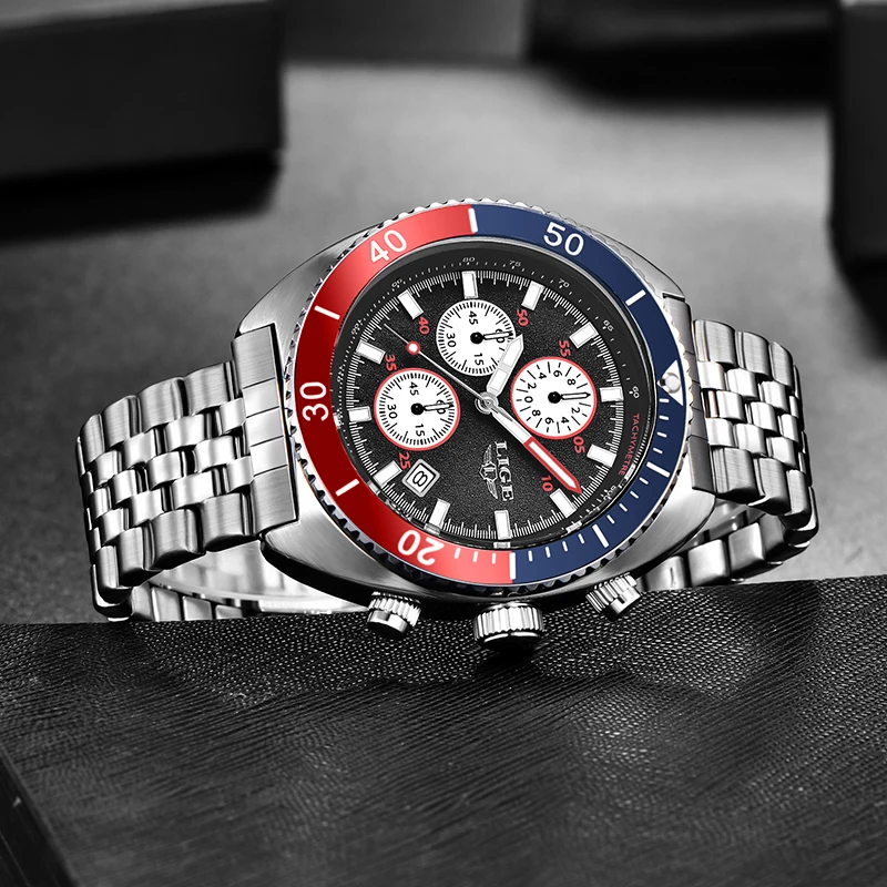 LIGE Top Brand Luxury Mens Watches Business Quartz Watch For Men Casual Sports Waterproof Military Chronograph Relogio Masculino