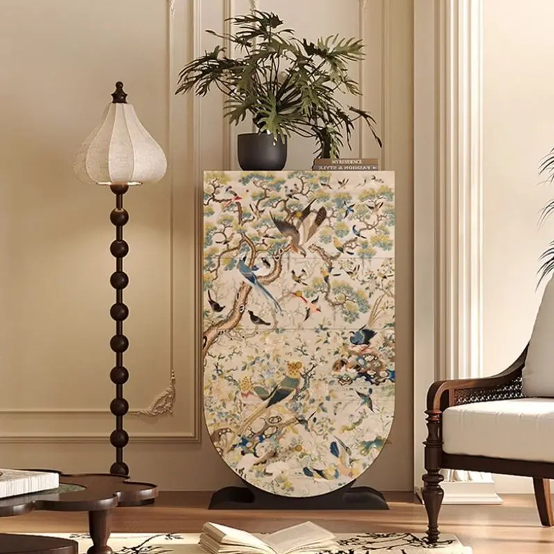 French medieval light luxury solid wood four-chest cabinet living room wall decoration drawer cabinet bedroom storage