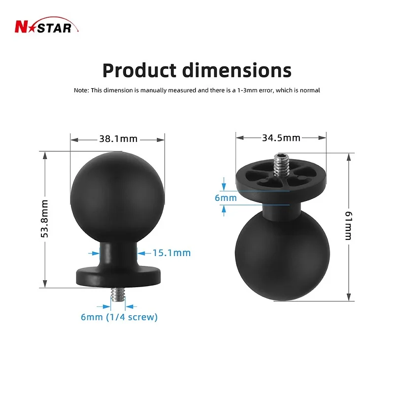 Aluminum 1.5'' Ball Adapter with 1/4