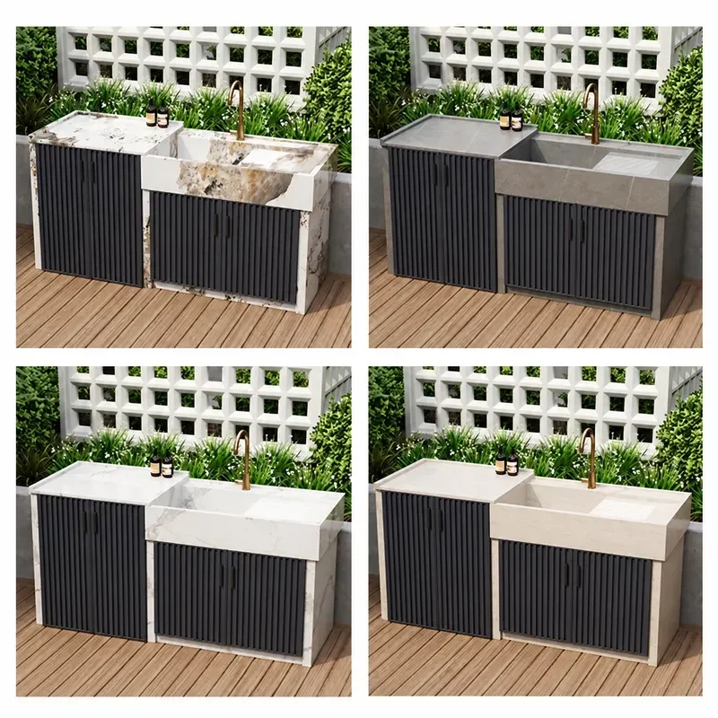 Outdoor Courtyard Sink Rock Slab Imitation Stone Laundry Pool Balcony Household Imitation Marble Sink for Garden Patio Use