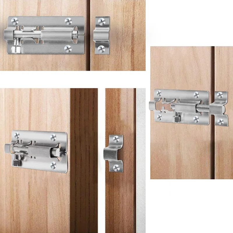 1/2/3Pcs Door Lock Bolts 3Inch Stainless Steel Doors Slide Latch Lock with Screws Security Lock Latch Door Latch Slide Bolt Lock