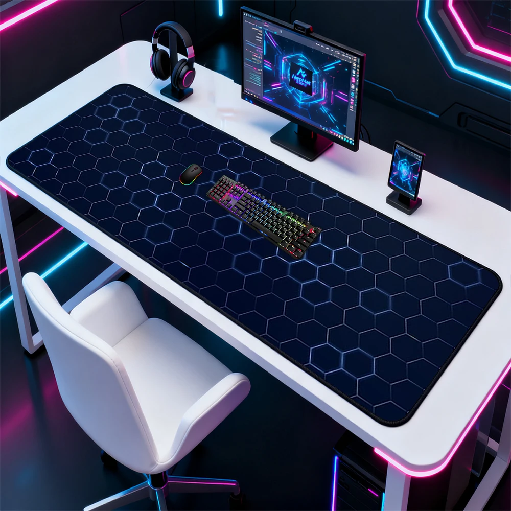 Geometric Mouse Pad XXL Desktop Mat XXXL Large Gamer Mat 120x60 Hexagon Nonslip Pattern Mousepad Desk Mat Mousemat Playmat