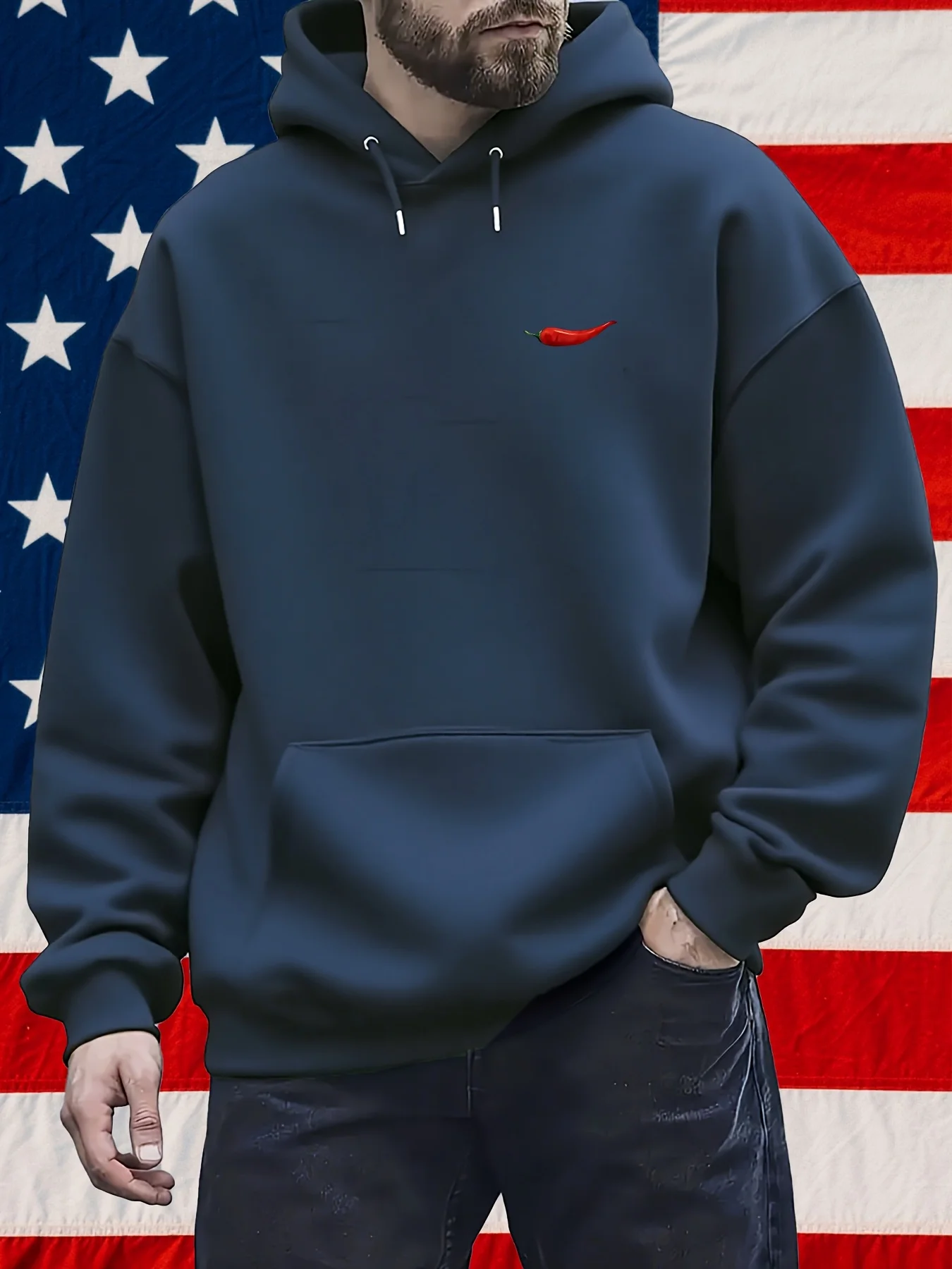 2026 Autumn/Winter Men's Long-Sleeved Hoodie with Simple Leaf Logo Print, Creative Trendy Apparel Top