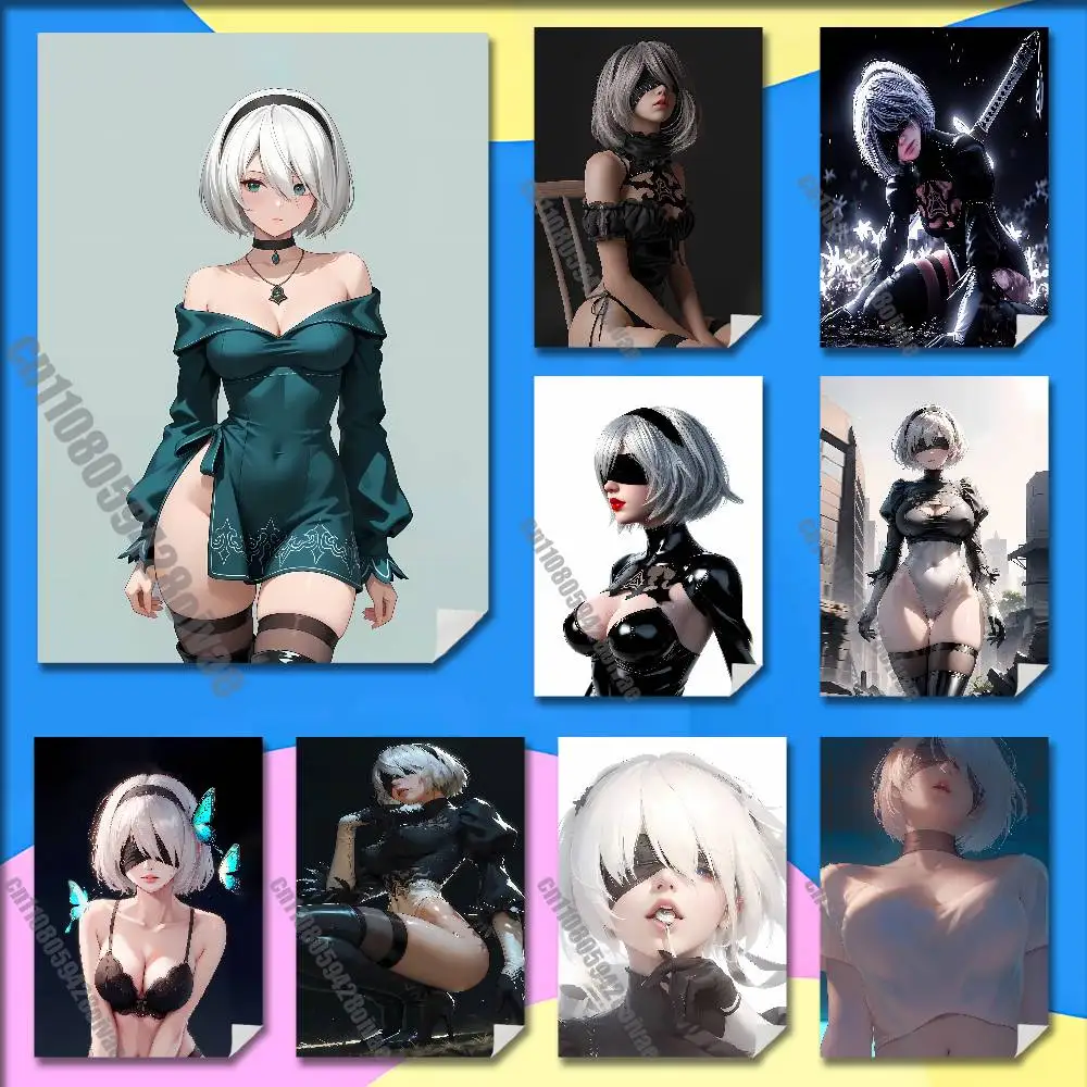 

Game Nier A-Automata 2B Poster Wall Sticker For Bedroom 30x40cm Self-adhesive Decoration Fans Playbill Cover