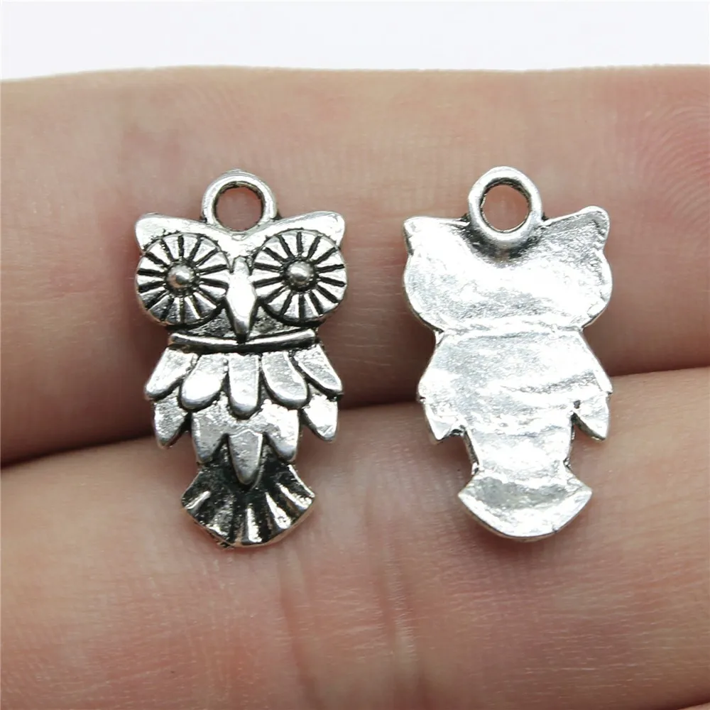 40pcs 11x20mm Animal Charm Owl Pendant 3 Colors DIY Retro Jewelry Bracelet Necklace Charms Pendant