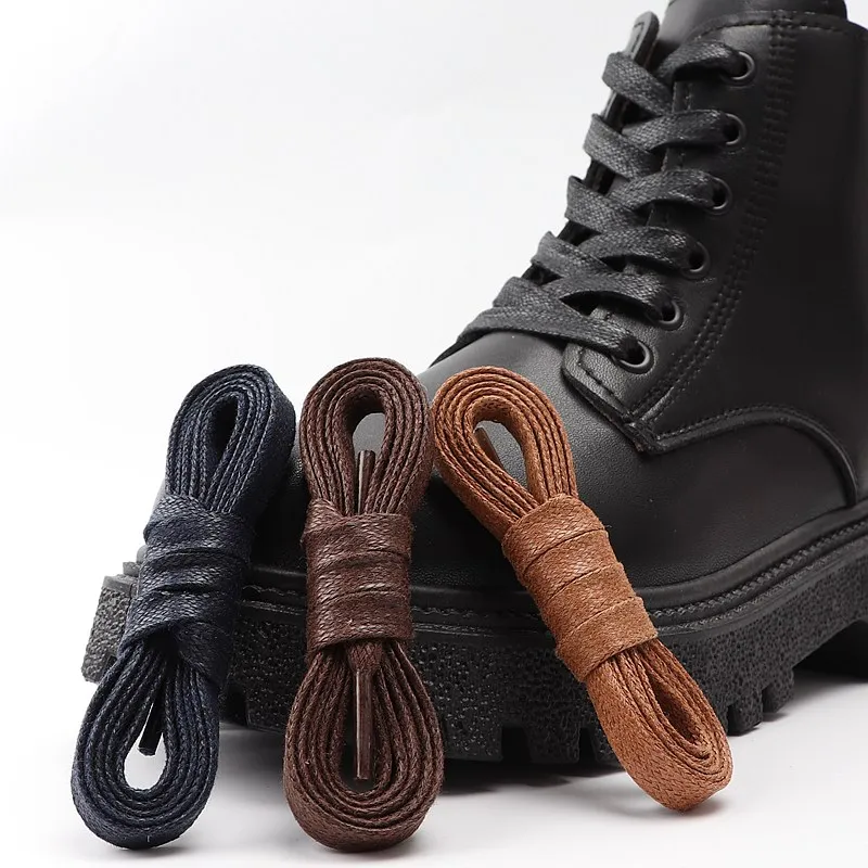 

Waterproof Leather Shoelace Cotton Waxed Shoelaces Flat Shoe laces Oxford Boots Laces for Shoes Widening 0.8cm 70/90/120/150cm