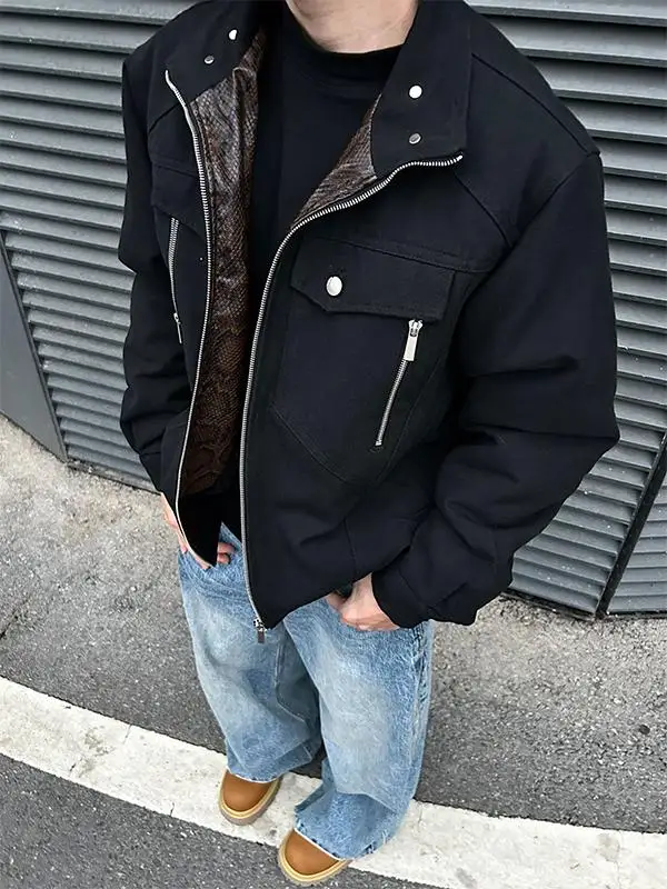 معاطف شتوية للرجال سترات سميكة نمط سترة القوطية ثقافة فرعية دافئة فضفاضة ملابس خارجية هود Harajuku Y2K ملابس الشارع الرجعية #3