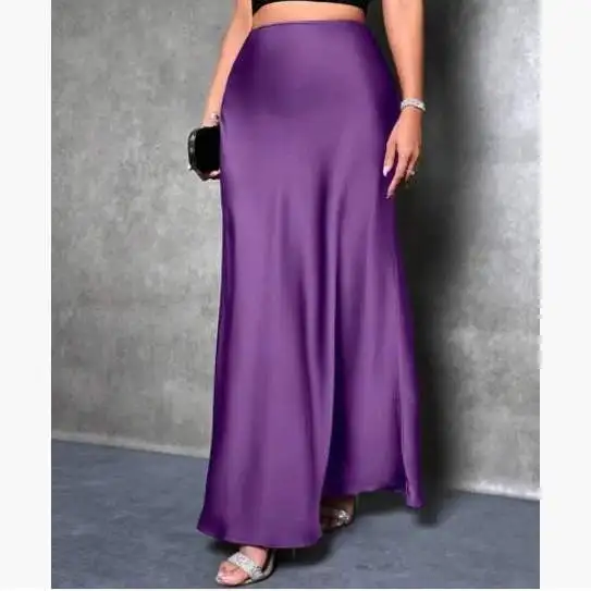 

Simple Silken Georgette Tailored Skirt Spring Summer New Sle f-length Fi-tail Design Cotton Lace Material A-line Silho...