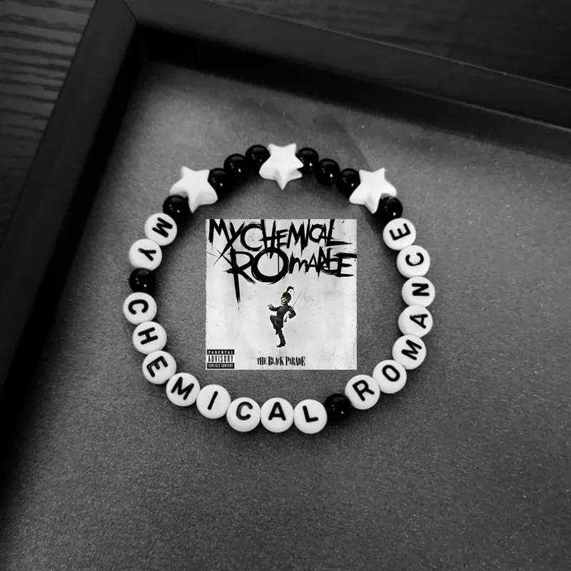 سوار Punk Style My Chemical Romance، خرز حروف وأشكال نجوم، إكسسوار فريد من نوعه