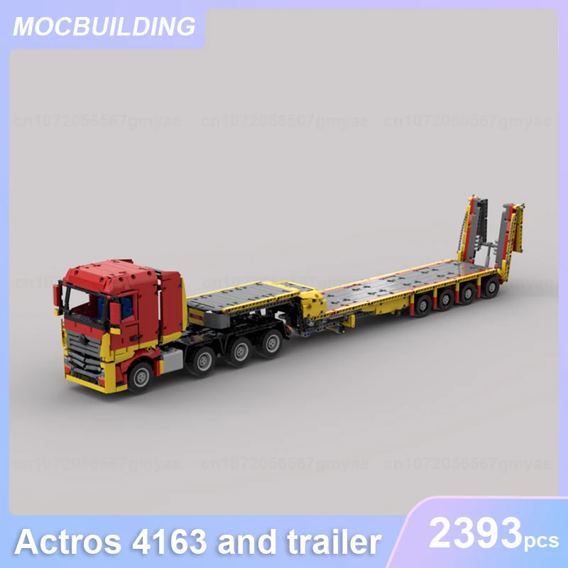 Actros 4163 and Trailer with Steering MOC Building Blocks DIY Assemble Bricks Model Educational Creative Xmas Toys Gifts 2393PCS