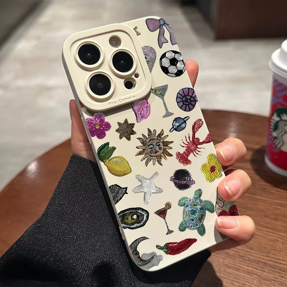 Luxuriöse Trendige Artikel Collage Handyhülle für iPhone 17 16 15 14 11 12 13 Pro Max Plus 7 8 Plus XS XR 17 Air Stoßfeste Weiche Hülle – Detail 11