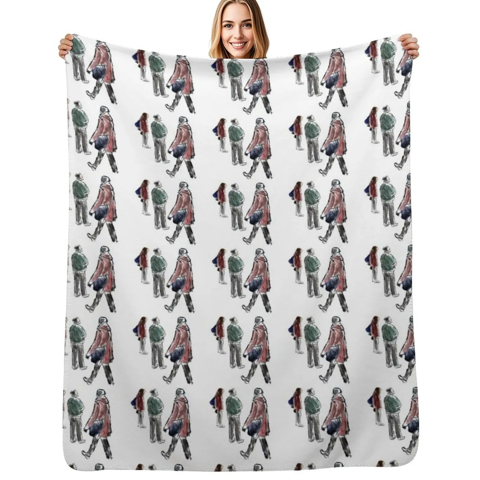 watercolour and ink drawing Throw Blanket Soft Cozy Blanket for Pet Kids Adults