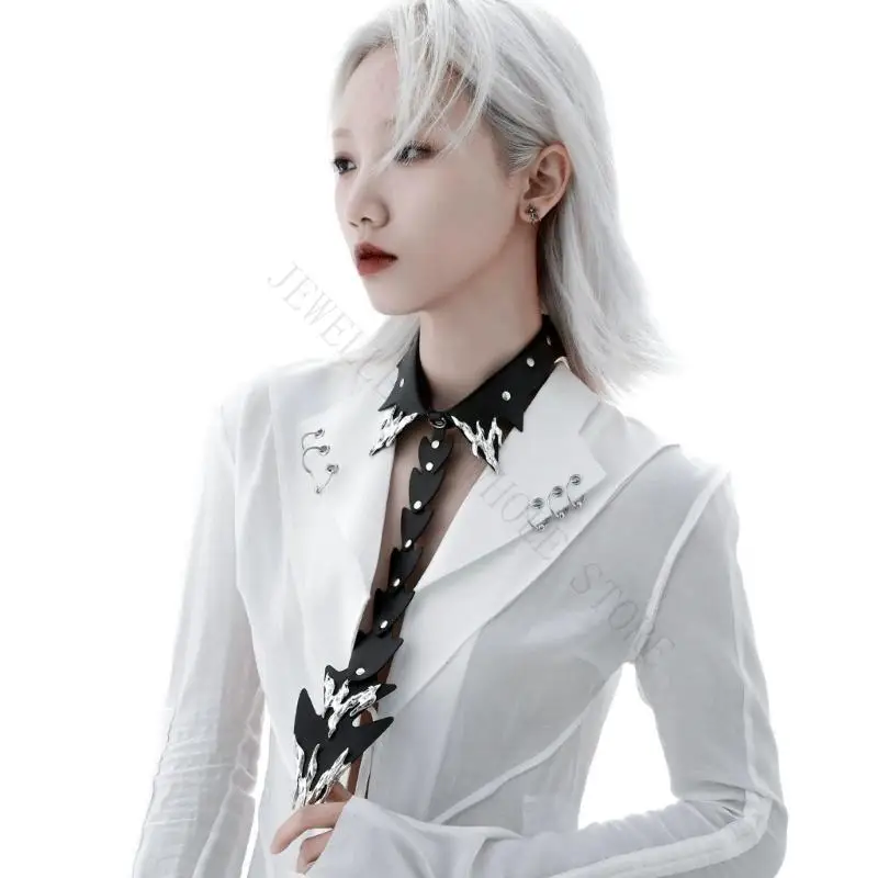 R7UF Edgy Fires Pattern No Tie Required Necktie Convenient Wear For Busy Professionals And Styles Enthusiasts
