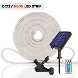 Solar Power LED Strip 12V Flexible LED Neon Light with Remote 6x12mm Waterproof  Outdoor LED Tape Neon Sign for Garden