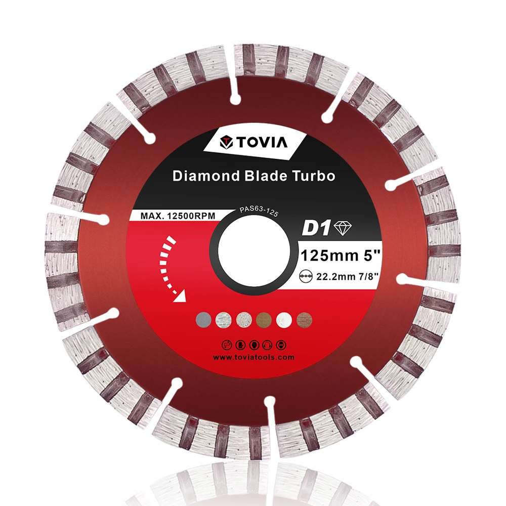 SCIMAKER Diamond Blade Segment-Turbo 115mm / 125mm Saw Blade Stone Cutting Disc Wheel Cutting Blade for Granite Marble Concrete