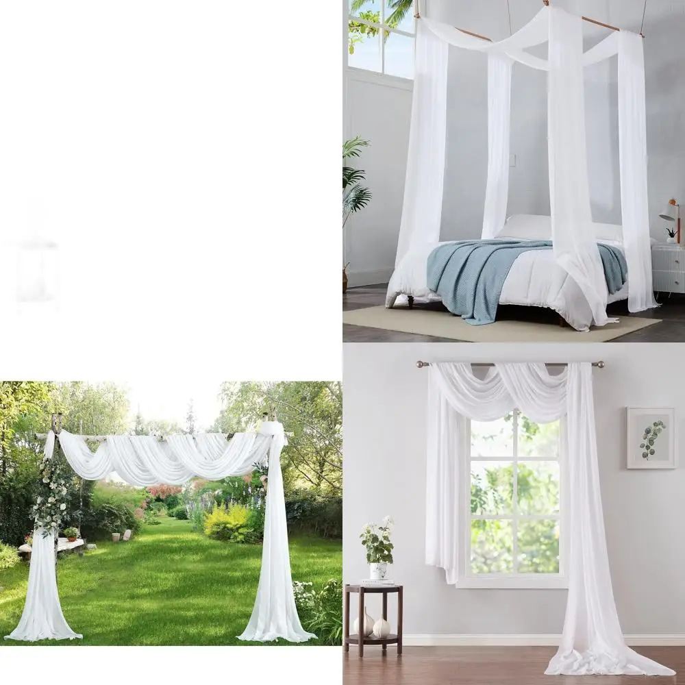 

Белые шифоновые шарфы XXL, 35x360 дюймов, идеально подходят для домашнего декора в гостиной или спальне