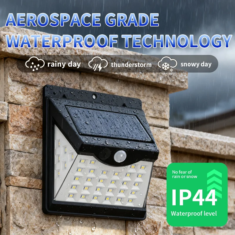 28LED outdoor safety solar wall lamp with warm white light and motion sensor for garden and landscape lighting