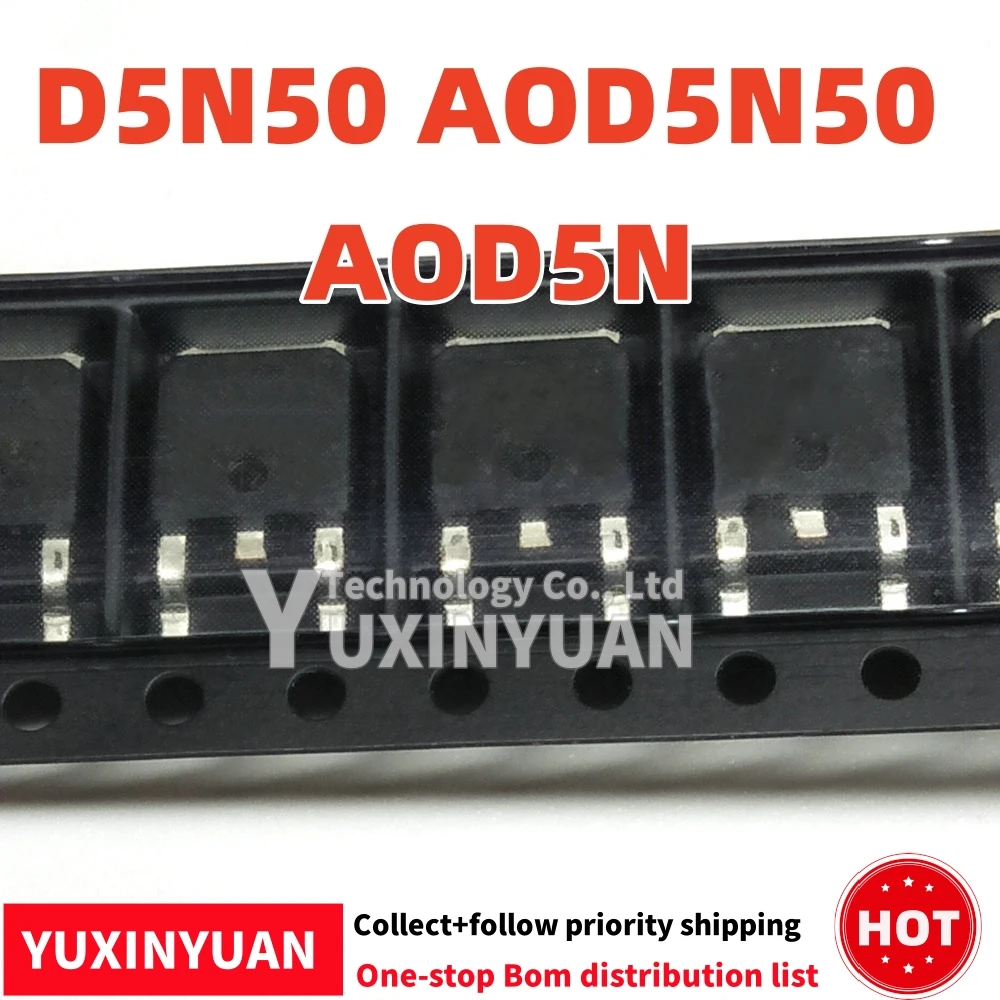 D5N50 AOD5N50 AOD5N TO-252 10 unids/lote en STOCK YUXINYUAN