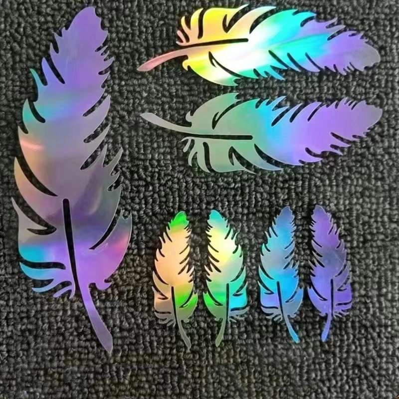 Reflective Feather Leaves Vinyl Stickers Waterproof Cover Scratches Decorative Decals for Car Bumper Exterior Retrofit