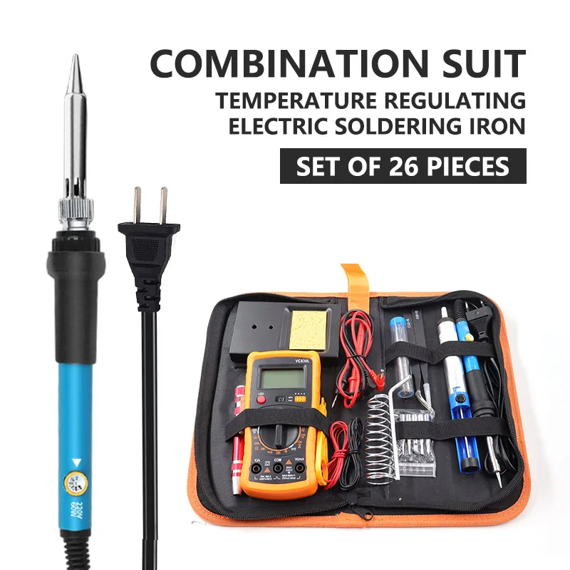 110v/220v Adjustable Temperature Electric Soldering Iron Set Welding Repair Tools 26 Sets of 60w USA/UK/EU Plug PLC