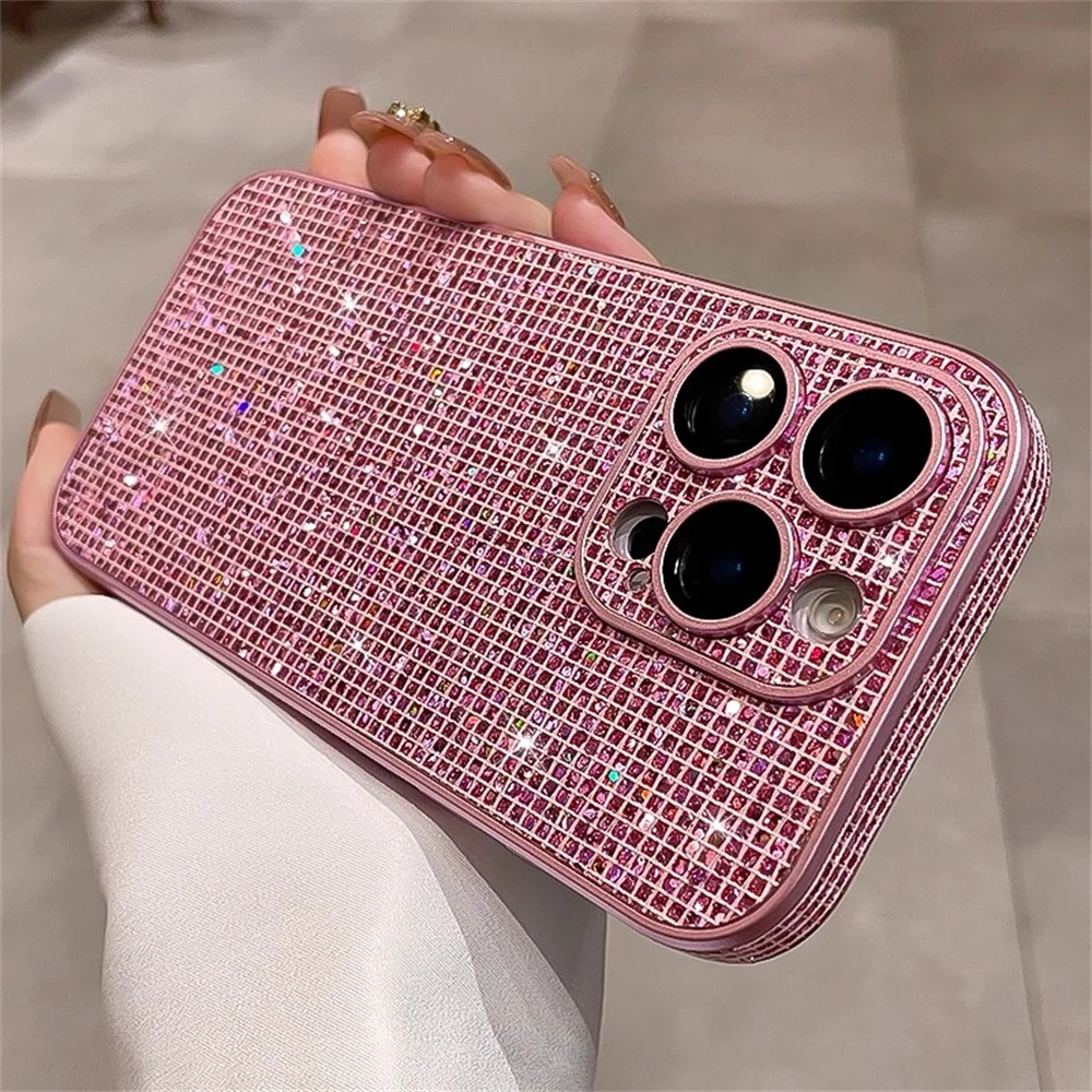 Luxuriöse Handyhülle mit Glitzer und Pailletten für iPhone 18 17 16 15 14 13 12 Pro Max, glitzernde Kamera-Schutzhülle – Detail 8