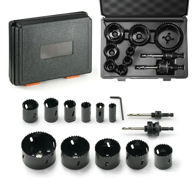 

KFFKFF Adjustable Hole Saw, Comprises 11 Saw Blades, 2 Drilling Bits, 1 Hex Key, Sizes Ranging from 3/4" to 3"