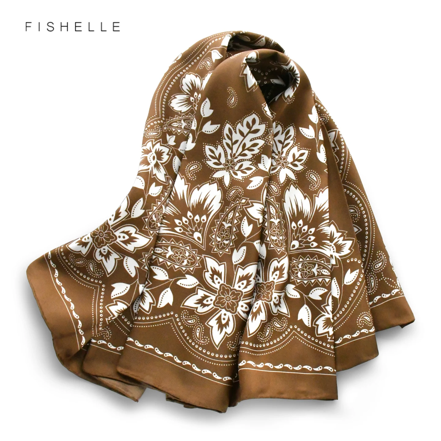 Women Brown 100% Natural Silk Scarf Shawl Wrap 90cm Kerchief Bandana Hijab Twill 14MM Luxury Square Scarf