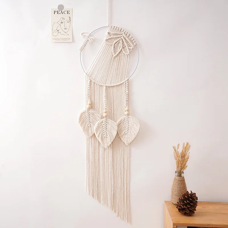 1 PC Bohemian Style DIY Handwoven Leaf Dreamcatcher Tapestry Wall Decoration for Home and Guesthouse Lovely Housewarming Present