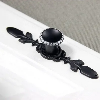 Crystal Pulls Handle Black Drawer Knobs Glass Dresser Knobs Kitchen Cabinet Handles Knobs Blingbling Hardware