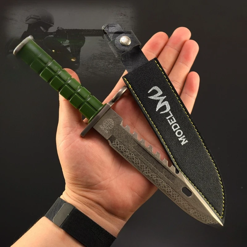 26cm/10.24in GO Game Peripheral Weapon Model M9 Legend Metal Crafts Toy Sword Leather Cover Version Weapon Ornaments Collections