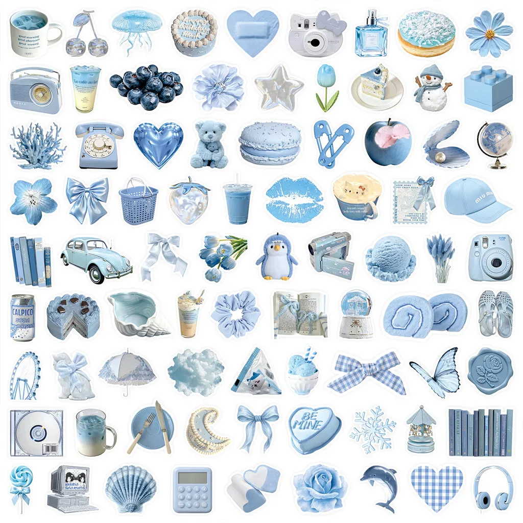 100 Stück Minimalistische Aufkleber Blau Kleine Deko-Sticker für Notizbuch Handyhülle DIY Scrapbooking Giajar Sticker Store – Detail 3