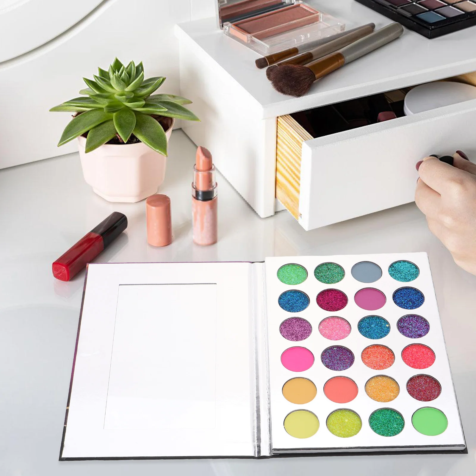 Palette de fards à paupières qui brillent dans la nuit, poudre colorée néon, maquillage de scène d'halloween longue durée, paillettes compactes de voyage