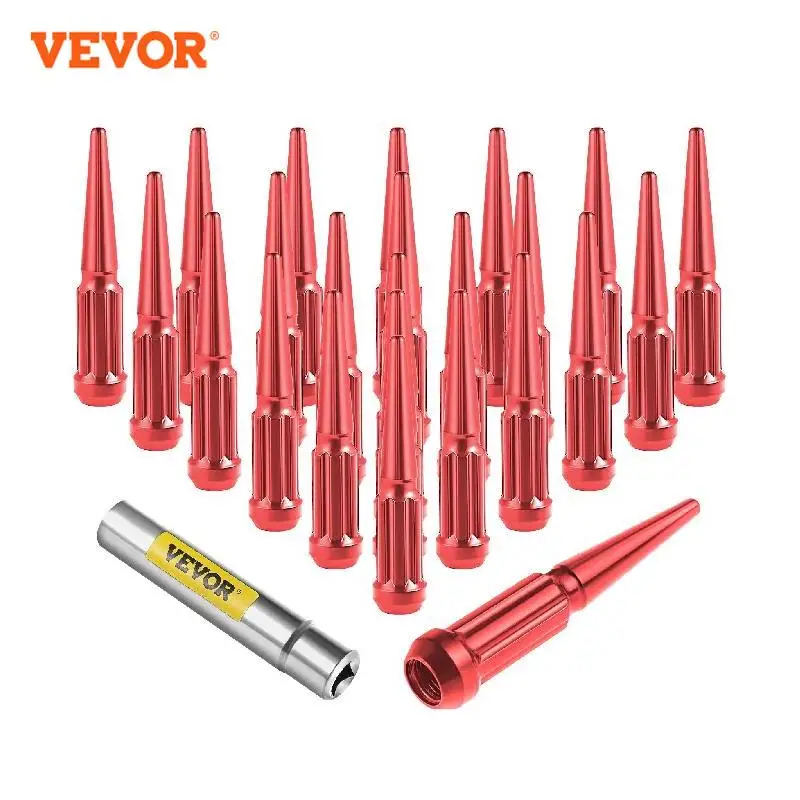 

VEVOR M14x1.5 Spike Lug Nuts, 24 / 32 PCS Chrome Spiked Lug Nuts 14mmx1.5, 4.4" Tall Closed End Acorn Wheel Lug Nut