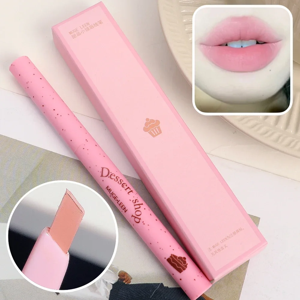 Waterdichte Matte Lip Liner Overzicht Lip Vorm Lippenstift Pen Blijvende Mollige Non-stick Cup Fluwelen Lippenstift Potlood Lip Make-up Cosmetische