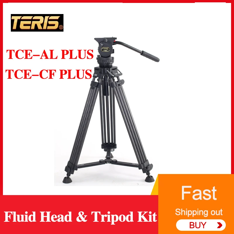 TERIS TCE-AL/TCE-CF Plus Fluid Head & Tripod Kit suitable for Camera FS5 Z280 A7 for Canon 5D C200  BMPCC Z-CAM E2 S/F6 Camera