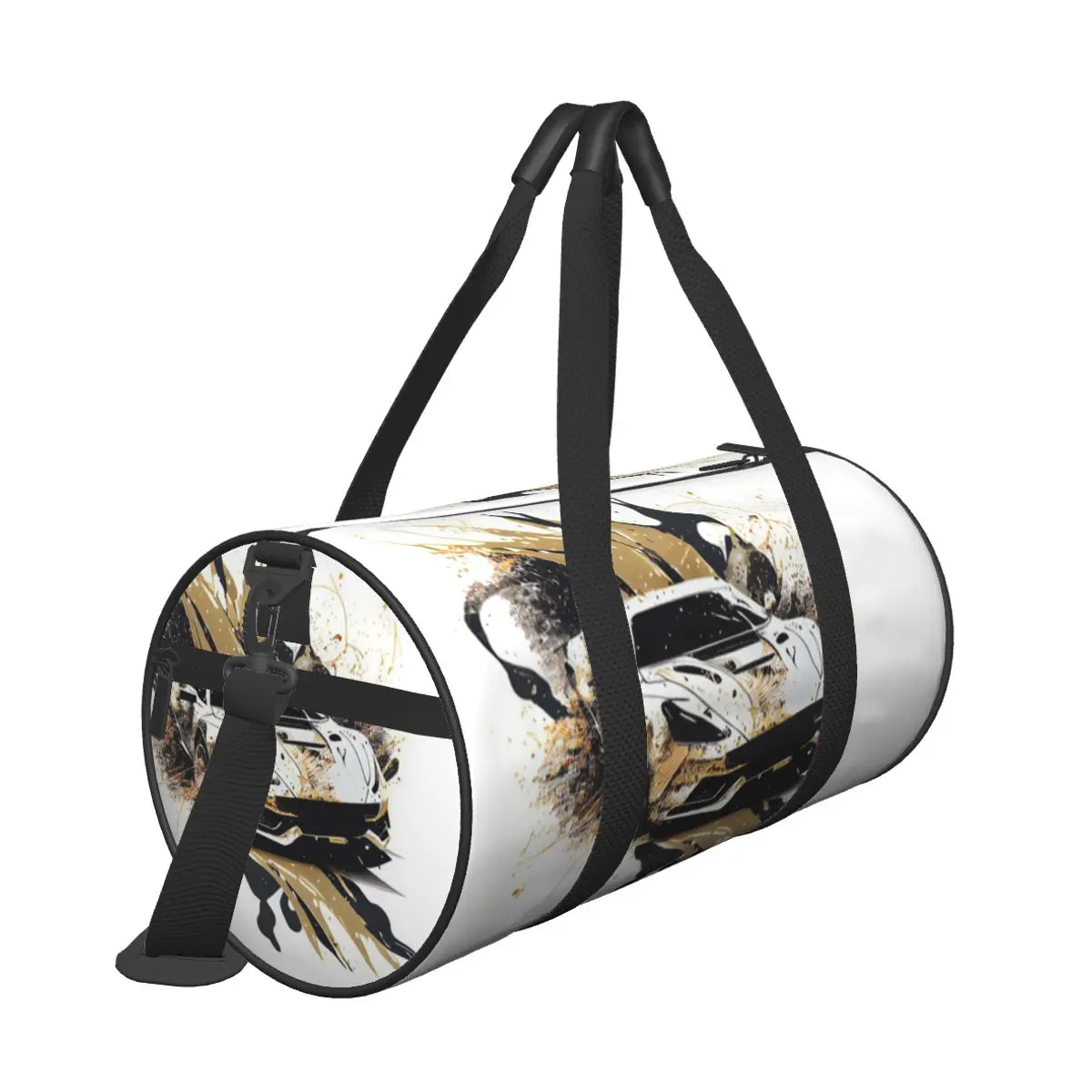 Hot Sale White Sports Car With Black And Gold Travel bag International Vacation Overnight Bag