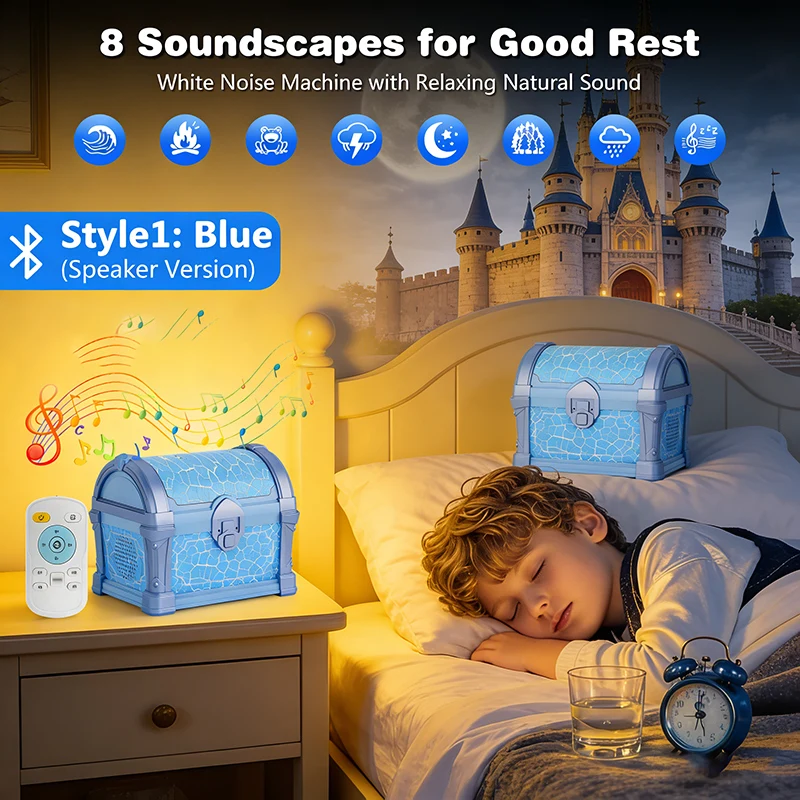 

Проектор Galaxy Treasure Chest: Проектор Северного сияния и звездного неба для спальни с Bluetooth, белым шумом и таймером