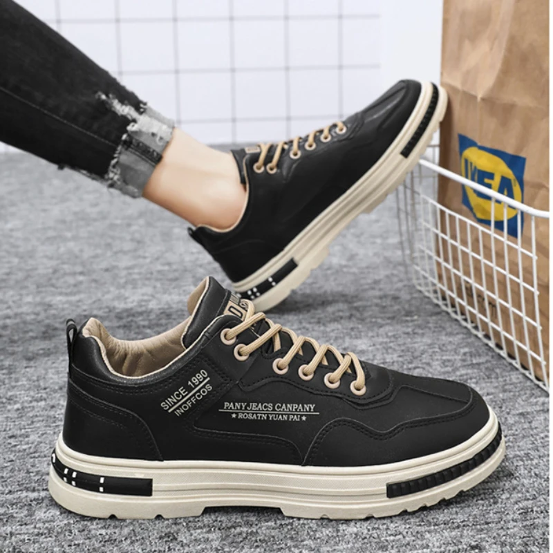 Men Shoes High Quality Leather Casual Shoes for Men 2024New Outdoor Male Wear-Resistant Platform Vulcanized Shoes Work Boots 운동화