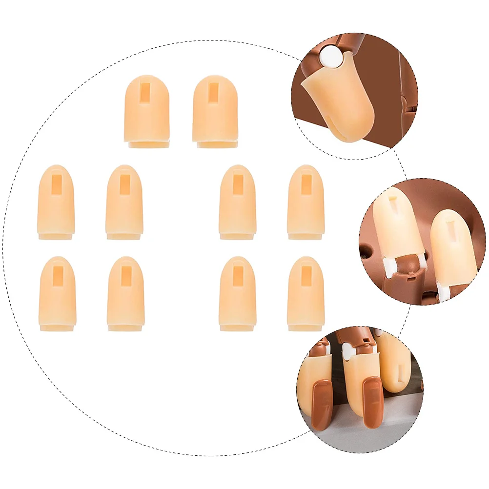 

10Pcs Artificial Fingers Manicure Finger Cover Nail Art Fingertip Sleeves Durable ABS Material Reusable Flexible