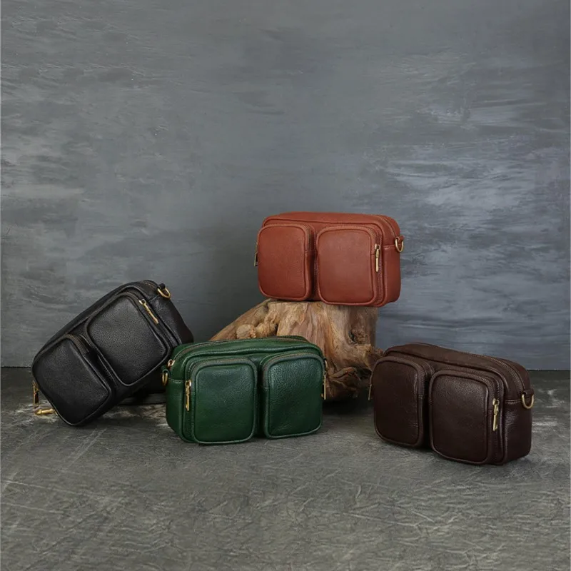 Johnature Genuine Leather Women's Bag 2026 New Soft Cowhide Large Capacity Solid Color Multi Compartment Shoulder Crossbody Bag